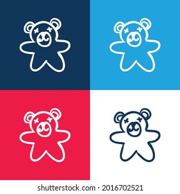 Bear Toy blue and red four color minimal icon set