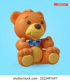 Bear toy cartoon 3d vector icon