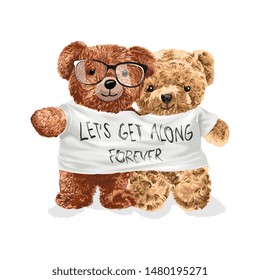 Bear Toy Couple In Get Along T Shirt Illustration