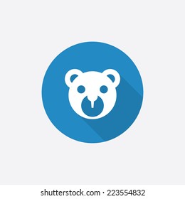 bear toy Flat Blue Simple Icon with long shadow, isolated on white background  