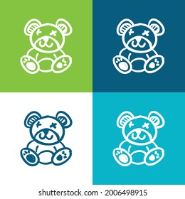 Bear Toy Flat four color minimal icon set