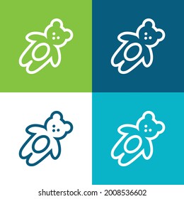 Bear Toy Flat four color minimal icon set