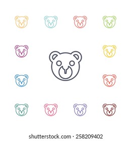 bear toy  flat icons set. Open colorful buttons 