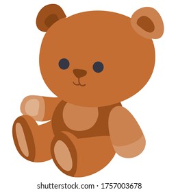 bear toy, flat, isolated object on a white background, vector illustration, eps