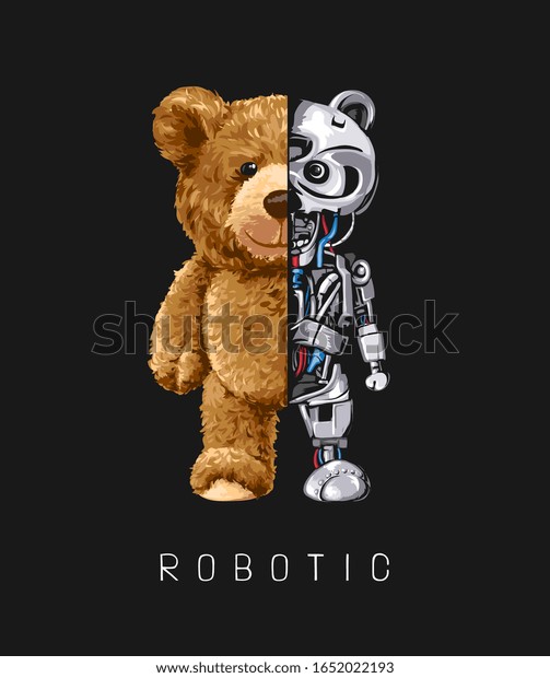 Bear Toy Half Robot Illustration On Stock Vector (Royalty Free) 1652022193