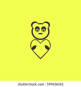 Bear Toy With Heart icon flat. Black pictogram on white background. Vector illustration symbol and bonus button