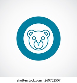 bear toy icon bold blue circle border, white background  