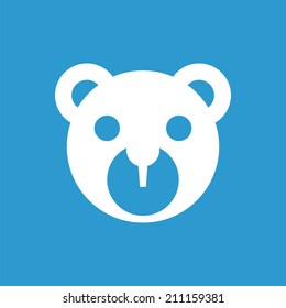bear toy icon, isolated, white on the blue background. Exclusive Symbols 