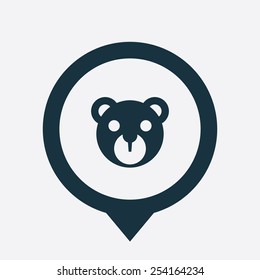 bear toy icon map pin on white background 
