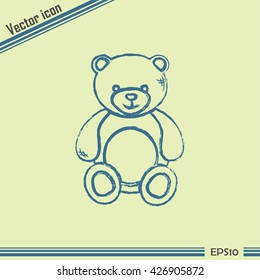 Bear toy. Line icon