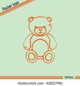Bear toy. Line icon