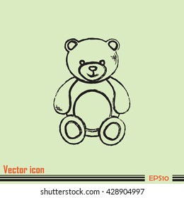 Bear toy. Line icon