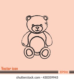 Bear toy. Line icon