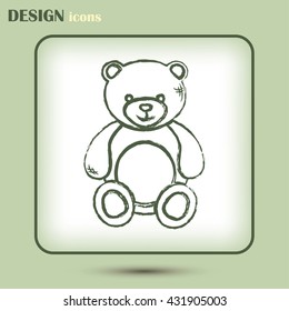 Bear toy. Line icon