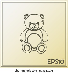 Bear toy. Line icon