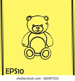 Bear toy. Line icon