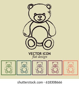 Bear toy. Line icon