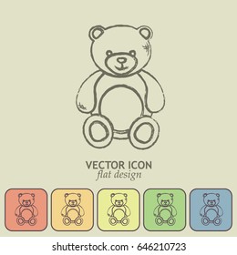 Bear toy. Line icon