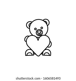 bear toy line icon. Elements of valentines day illustration icons. Signs, symbols can be used for web, logo, mobile app, UI, UX