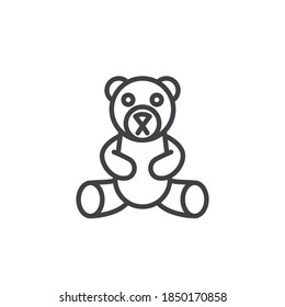 Icono de la línea de juguete del oso. signo de estilo lineal para concepto móvil y diseño web. Icono vector de contorno de oso de peluche. Símbolo, ilustración del logotipo. Gráficos vectoriales