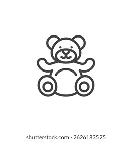 Bear toy line icon. linear style sign for mobile concept and web design. Teddy bear outline vector icon. Symbol, logo illustration. Vector graphics