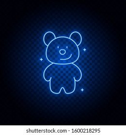 bear, toy neon icon. Blue neon vector icon. Transparent background.