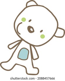 Bear toy painted on a white background. One-line drawing. Continuous line.