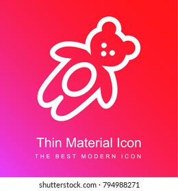 Bear toy red and pink gradient material white icon minimal design