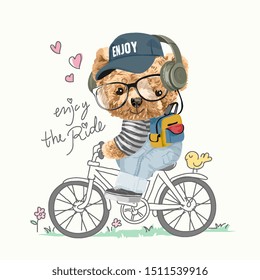 bear toy riding bicycle illustration