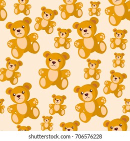 Bear toy seamless pattern, kid cartoon background and child decoration tracery tile for wallpaper, wrapping paper or textile fabric print design template. Vector flat bears toys backdrop illustration