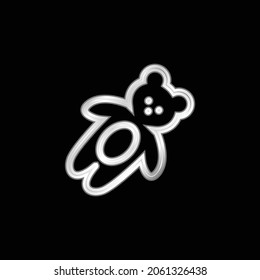 Icono metálico de juguete de oso plateado