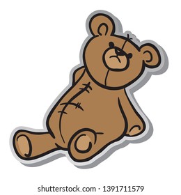 bear toy sticker cartoon illustration isolated on white