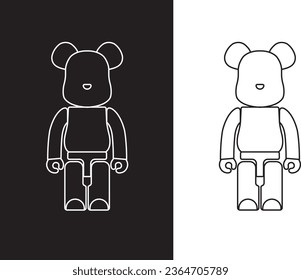 Bear toy vector in black and white color
