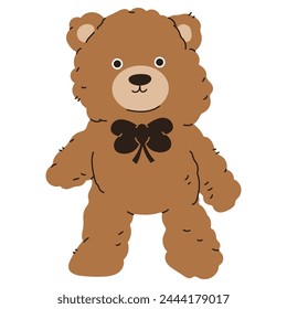 Ilustración de dibujos animados de Vector de juguete de oso aislado sobre un fondo blanco.