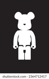 Bear toy vector illustration in the black and white color