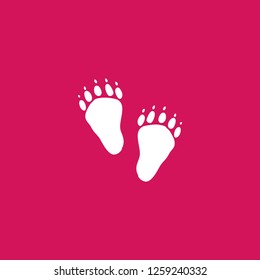 bear track icon vector. bear track sign on pink background. bear track icon for web and app