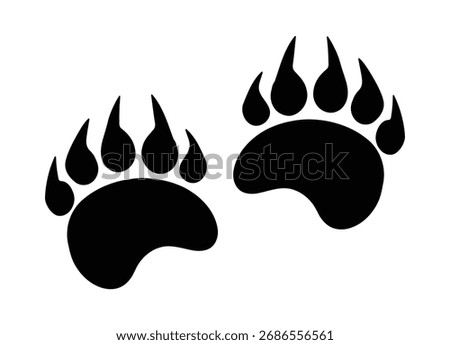 Bear tracks icon, predatory clawed animal paw print