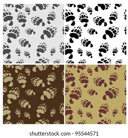 Bear tracks Seamless Texture 4 variants Vector Background vector illustration