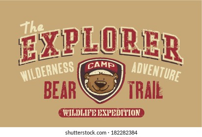 Bear trail outdoor adventure - artwork for children wear in custom colors
