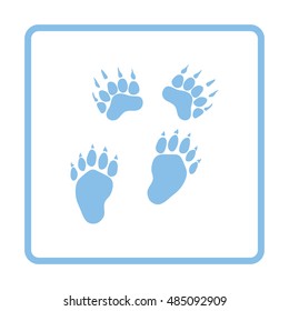 Bear trails  icon. Blue frame design. Vector illustration.