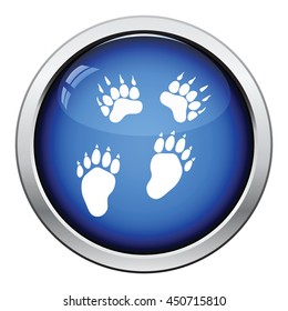 Bear trails  icon. Glossy button design. Vector illustration.