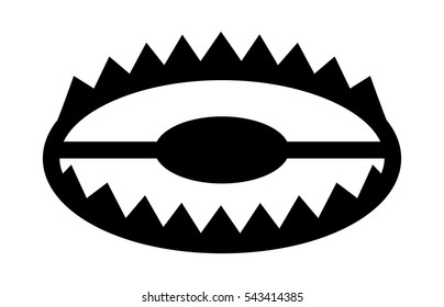 Bear Trap Or Animal Trapping With Jaws Flat Vector Icon For Games And Websites