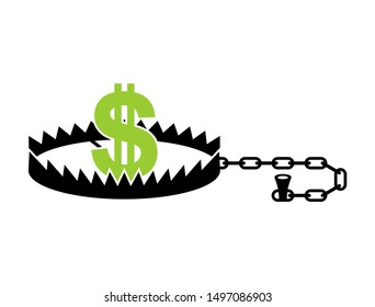 Bear trap and dollar. Money trap. vector illustration