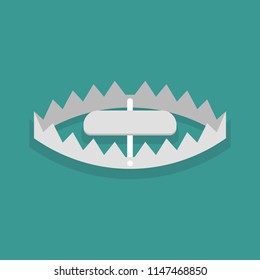 Bear trap in flat style. Vector illustration