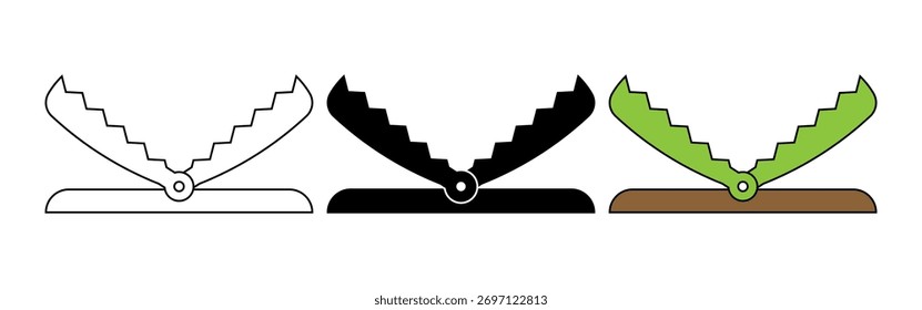 bear trap icon set isolated on white background