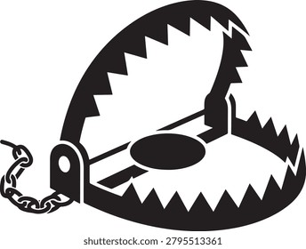 Bear trap icon vector illustration, isolated on white background, hunting equipment, wild.