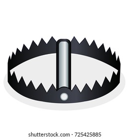 Bear Trap vector isolated with shadow on white background