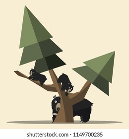 bear and tree vector illustration 