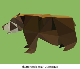 Bear of the triangles on a green background