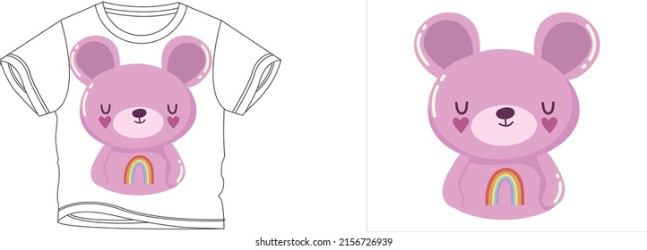 bear t-shirt design background color is a white and t-shirt color is a white beautiful color and beautiful design